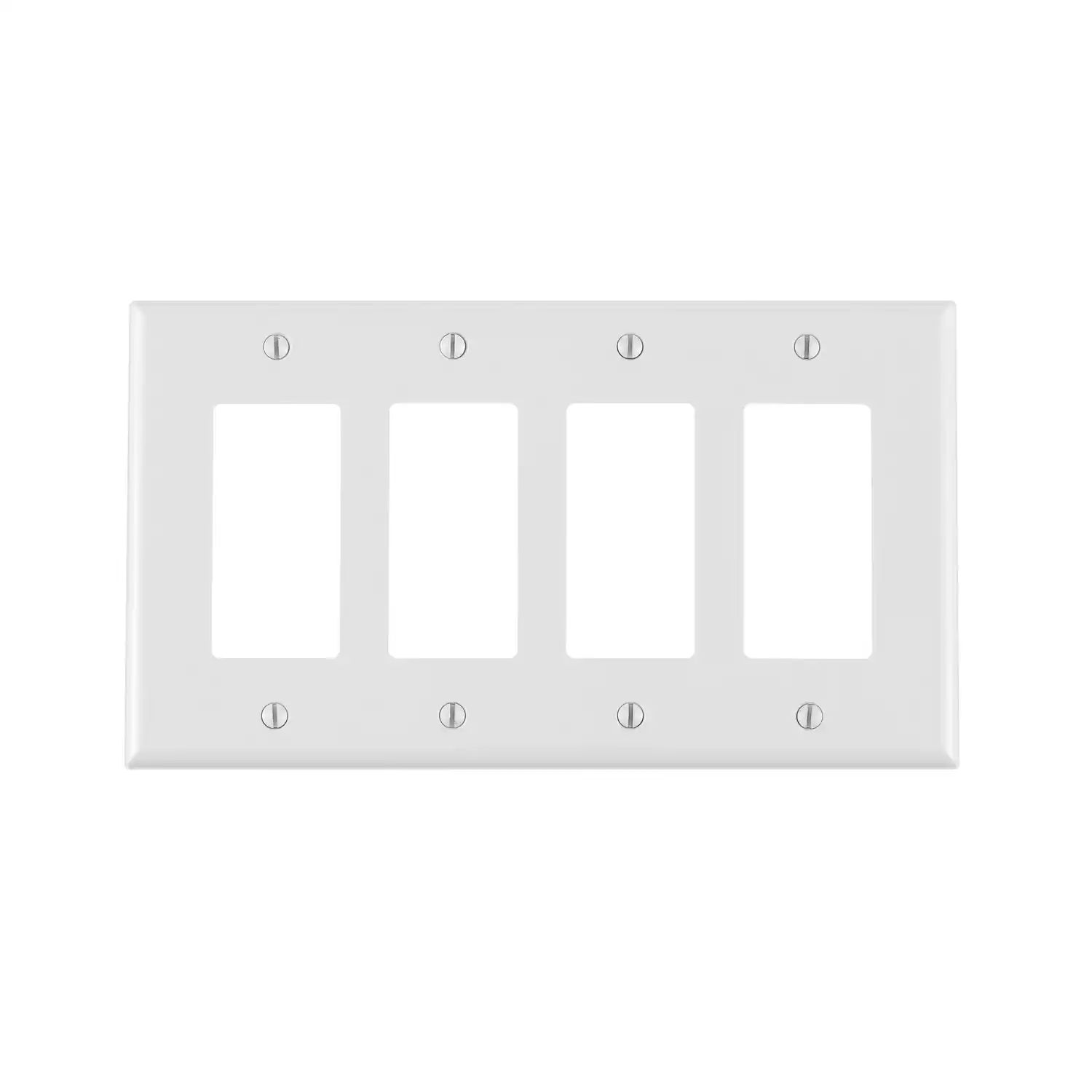 Front. Leviton - Leviton White 4 gang Thermoplastic Nylon Decorator Wall Plate 1 pk - White.