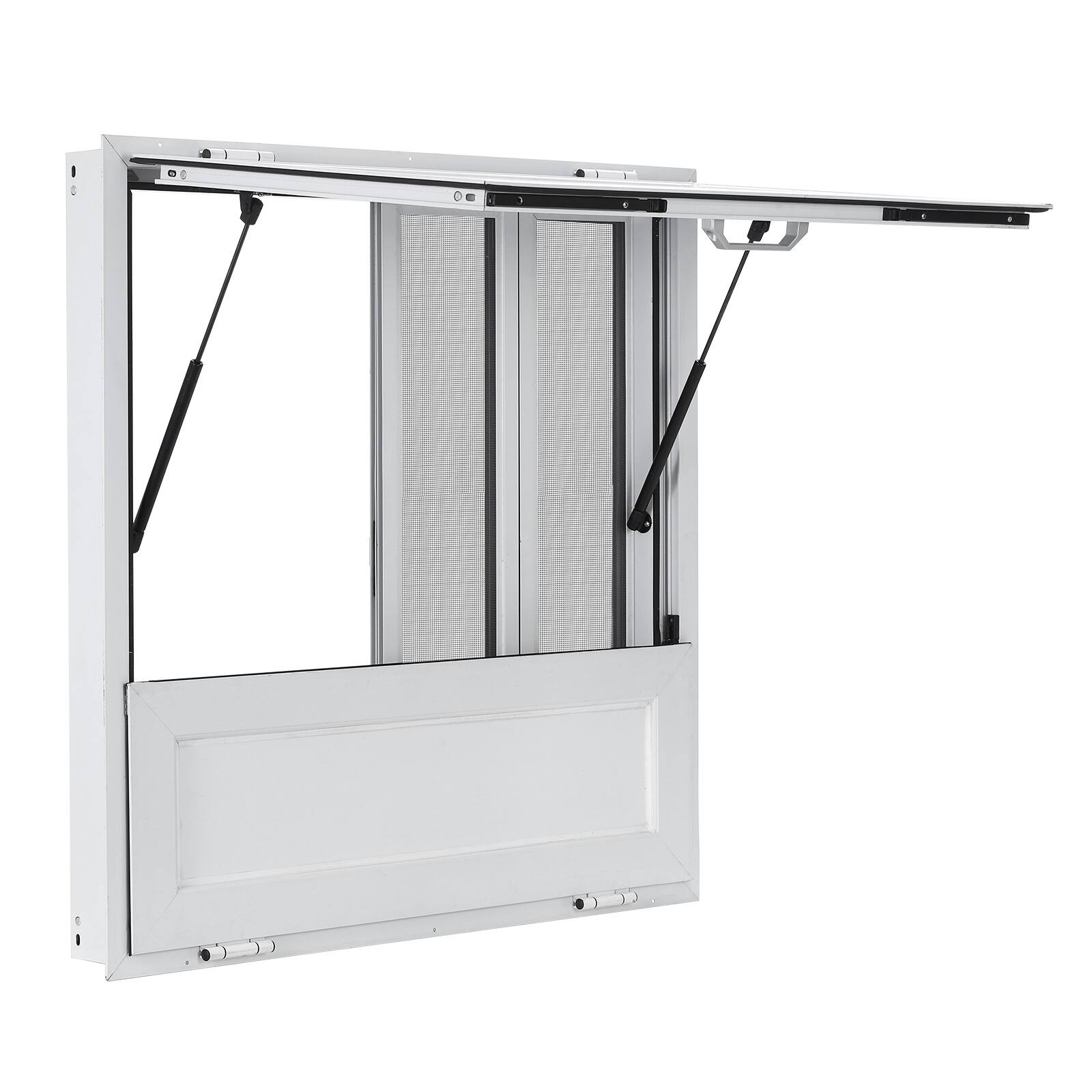 Alt View 5. VEVOR - Concession Window Folding Shelf 36x36in Aluminum Alloy Service Window, for Food Truck, Up to 85 Degrees, with 4 Sliding - White.