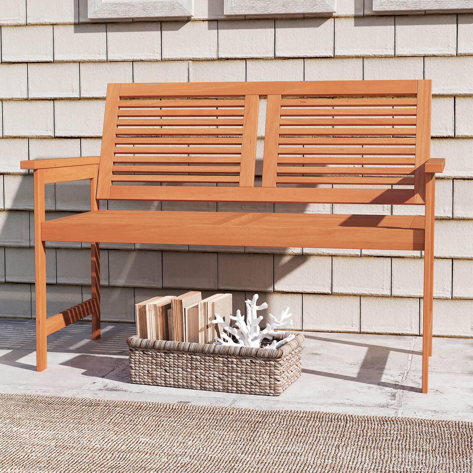 Alt View 4. Costway - Costway 2-Person Patio Bench with Slatted Backrest and Seat Garden Loveseat Chair Furniture - Orange.