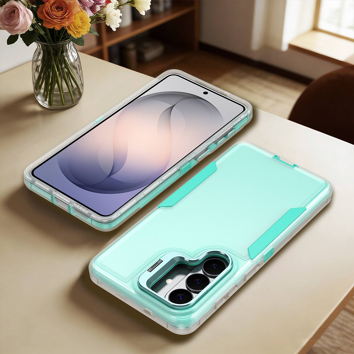 Alt View 5. Dteck - For Samsung Galaxy A17 5G/A16 5G/A26 Rugged Case, Heavy Duty Dual Layer Shockproof Lens Kickstand Drop Protection Cover - Cyan.