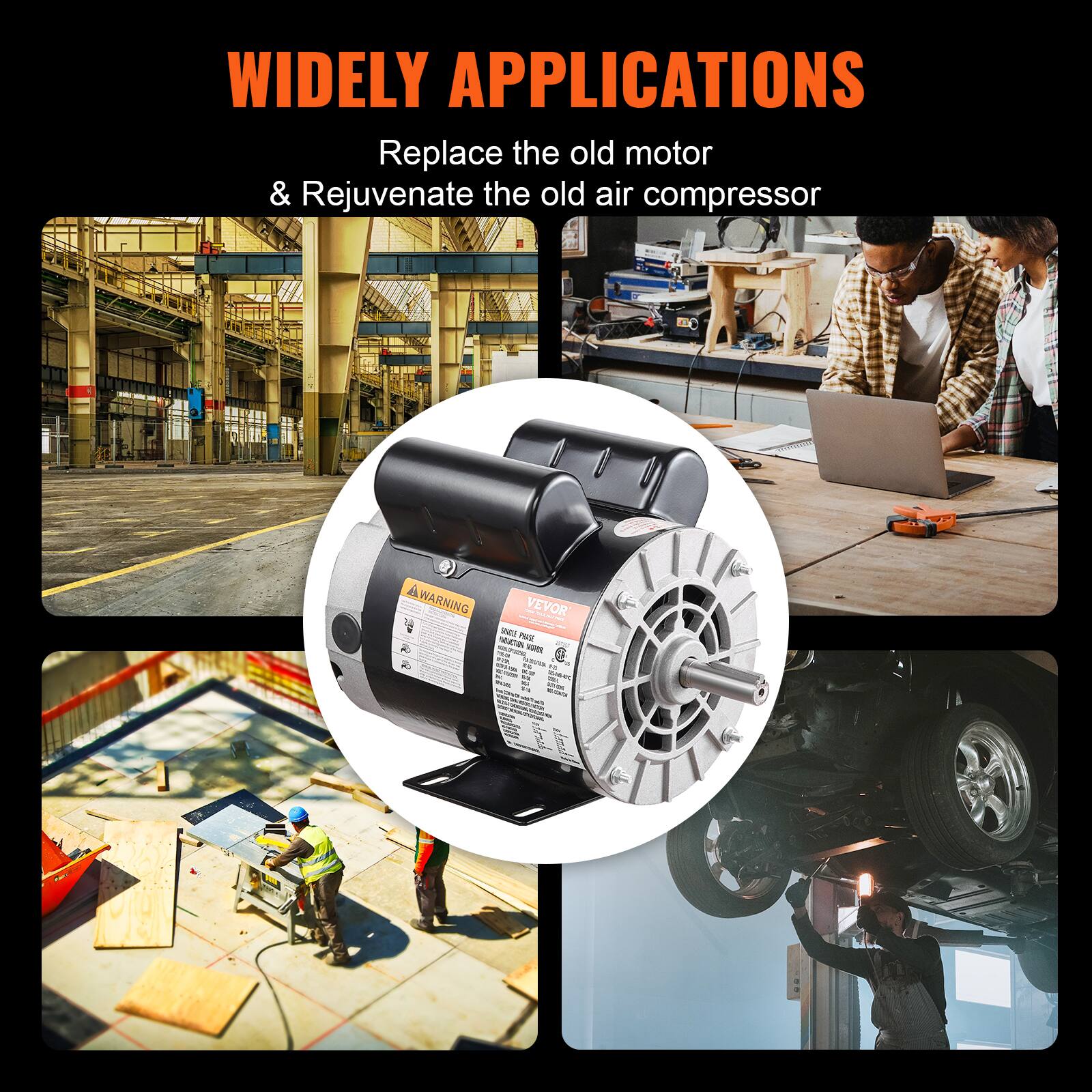 WIDELY APPLICATIONS  
Replace the old motor & Rejuvenate the old air compressor