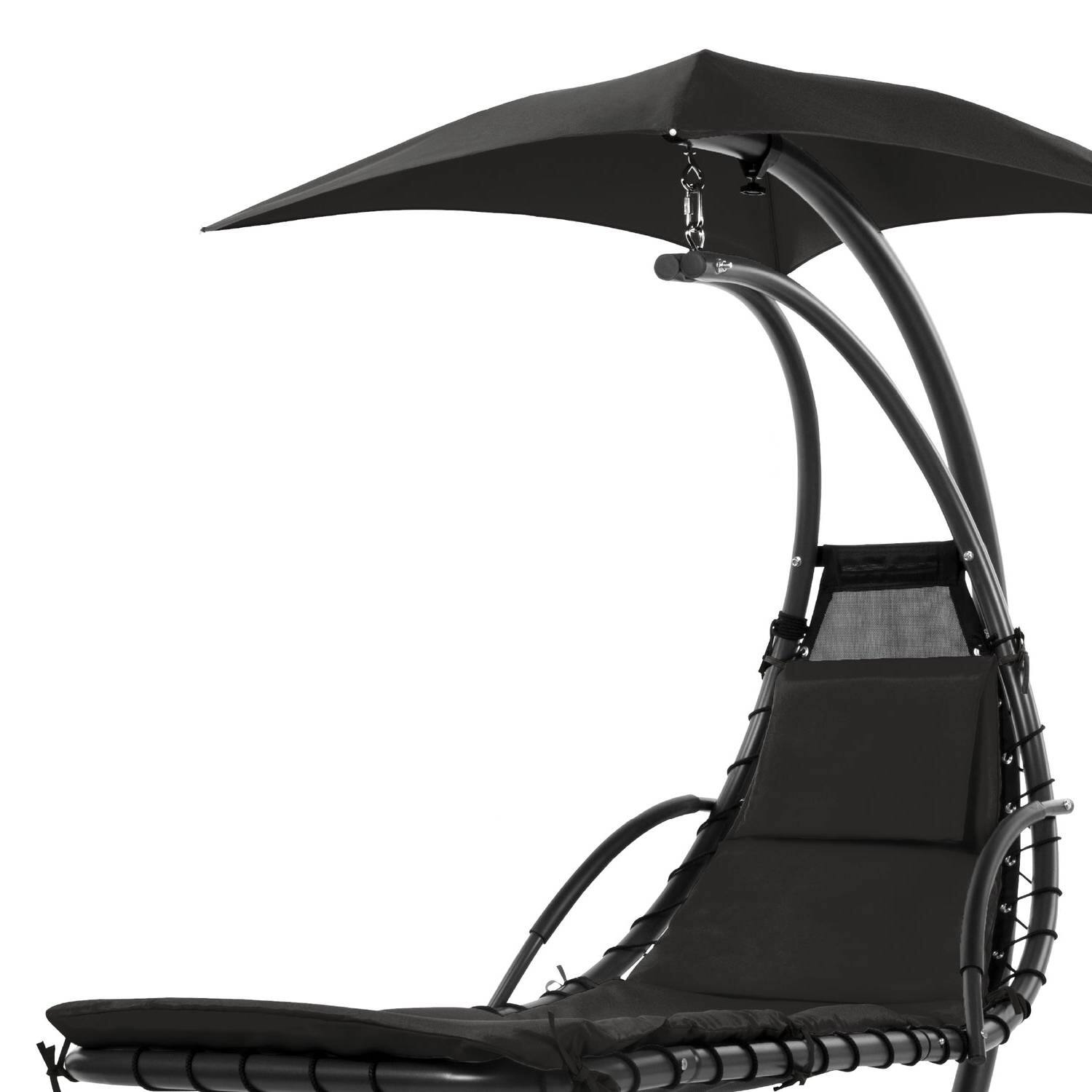 Back. Hivvago - Black Single Person Sturdy Modern Chaise Lounger Hammock Chair Porch Swing - Black.