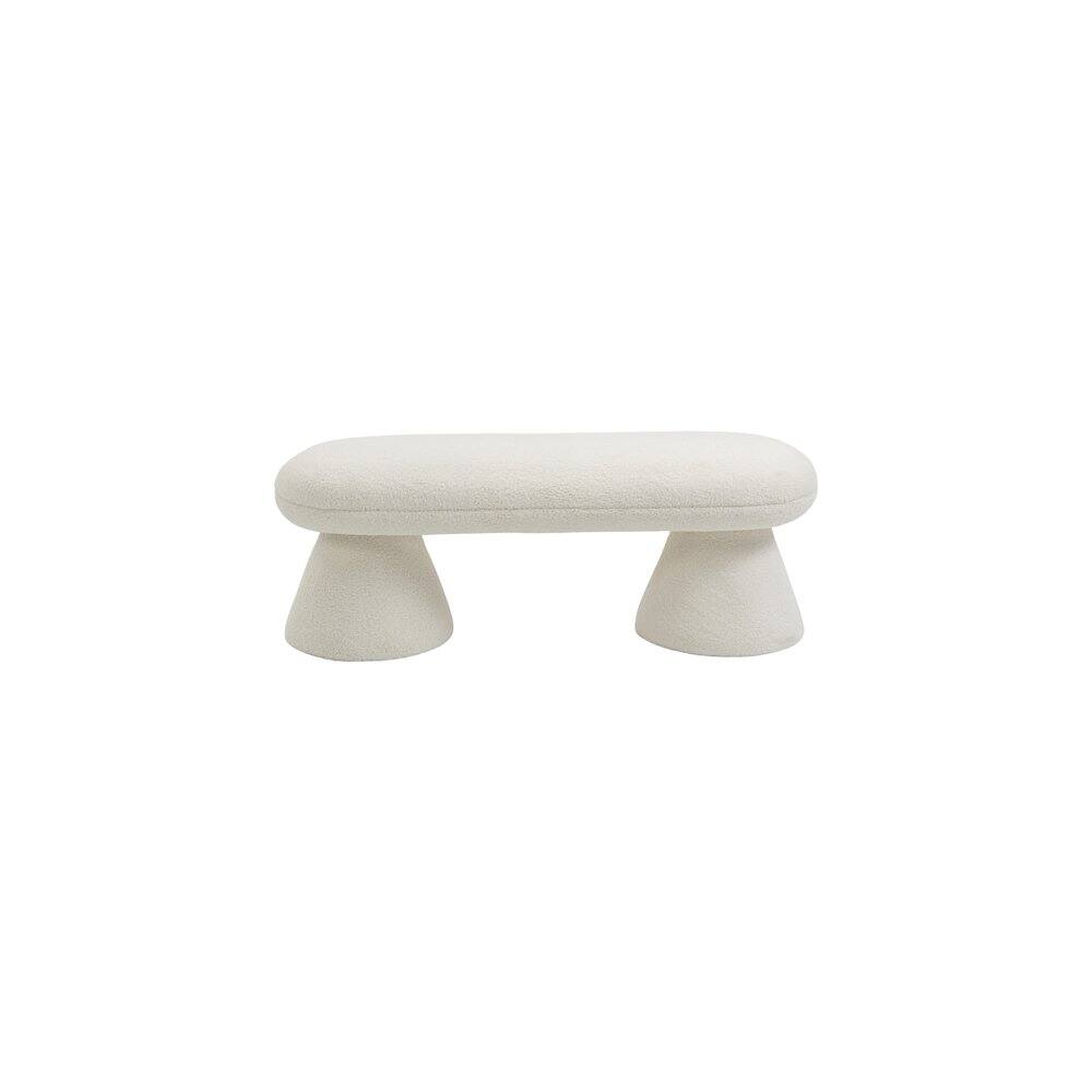 Alt View 2. Meridian Furniture - Drum Cream Faux Shearling Teddy Fabric Bench - Beige.