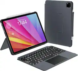Macally - iPad Pro 11 Inch Case with Keyboard and Track Pad (2024 Gen 7) - iPad Pro 11 Inch M4 Case with Keyboard Backlit - Black
