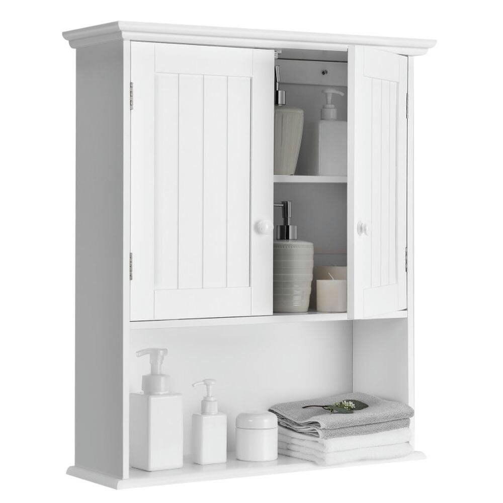 Alt View 1. Kadyn - 2Door Wall Mount Bathroom Storage Cabinet with Open ShelfWhite Wall Cabinet for Bathroom Laundry Room Kitchen - White.