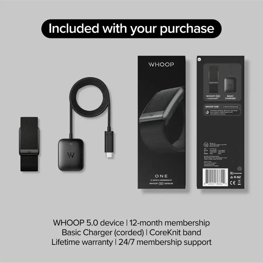 WHOOP 5.0 One Health and Fitness Tracker 12 Month Membership Jet Black ...