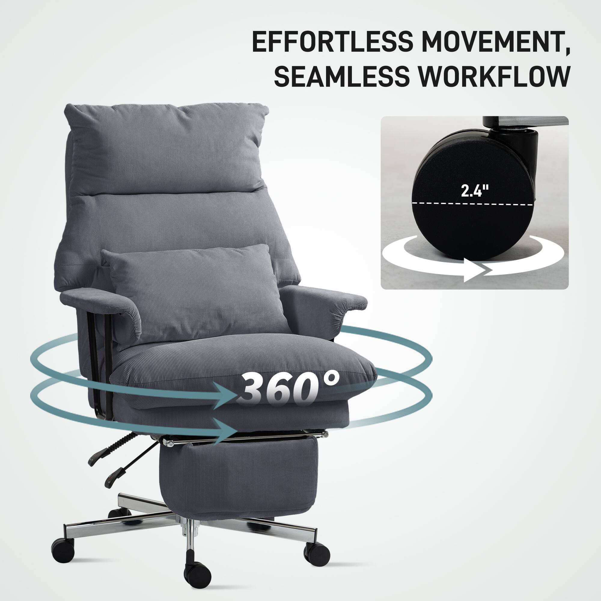 Alt View 2. TinyHomie - Gray Overstuffed Office Chair with Lumbar Support - gray.