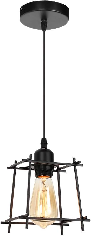 Front. Oumilen - Industrial Cage Pendant Light.