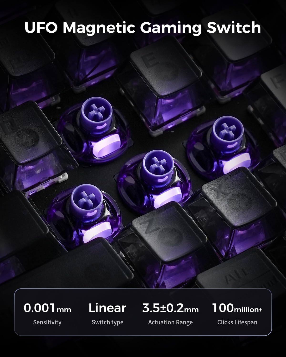 UFO Magnetic Gaming Switch

0.001 mm Sensitivity
Linear Switch type
3.5±0.2mm Actuation Range
100 million+ Clicks Lifespan