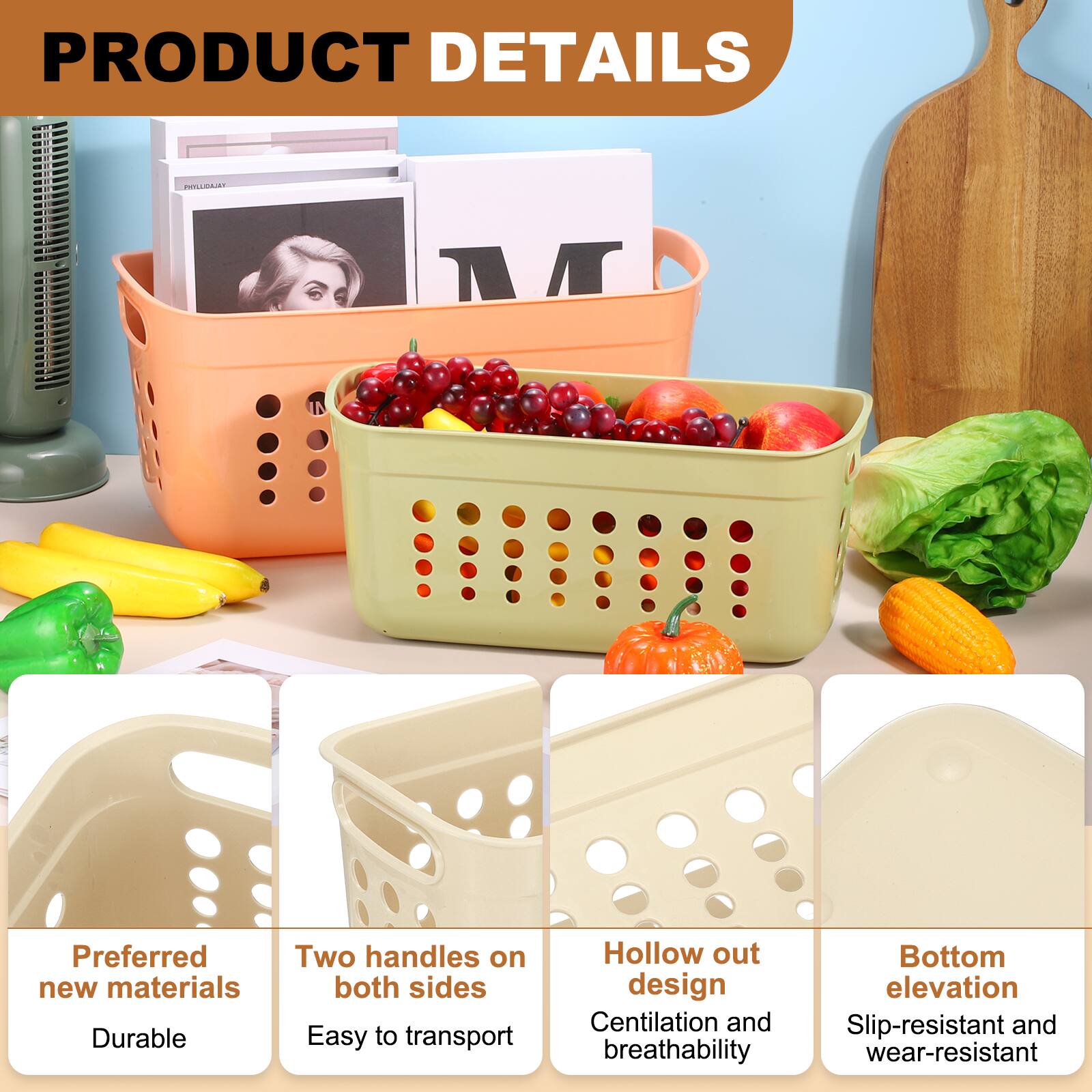 PRODUCT DETAILS

- Preferred new materials
- Durable
- Two handles on both sides
- Easy to transport
- Hollow out design
- Centilation and breathability
- Bottom elevation
- Slip-resistant and wear-resistant