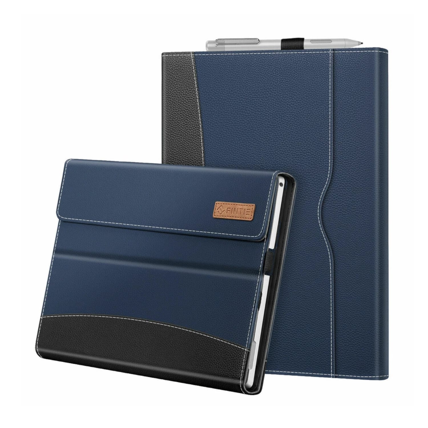 Stock Preferred - Premium PU Leather Folio Case for Microsoft Surface Pro 7 - Navy