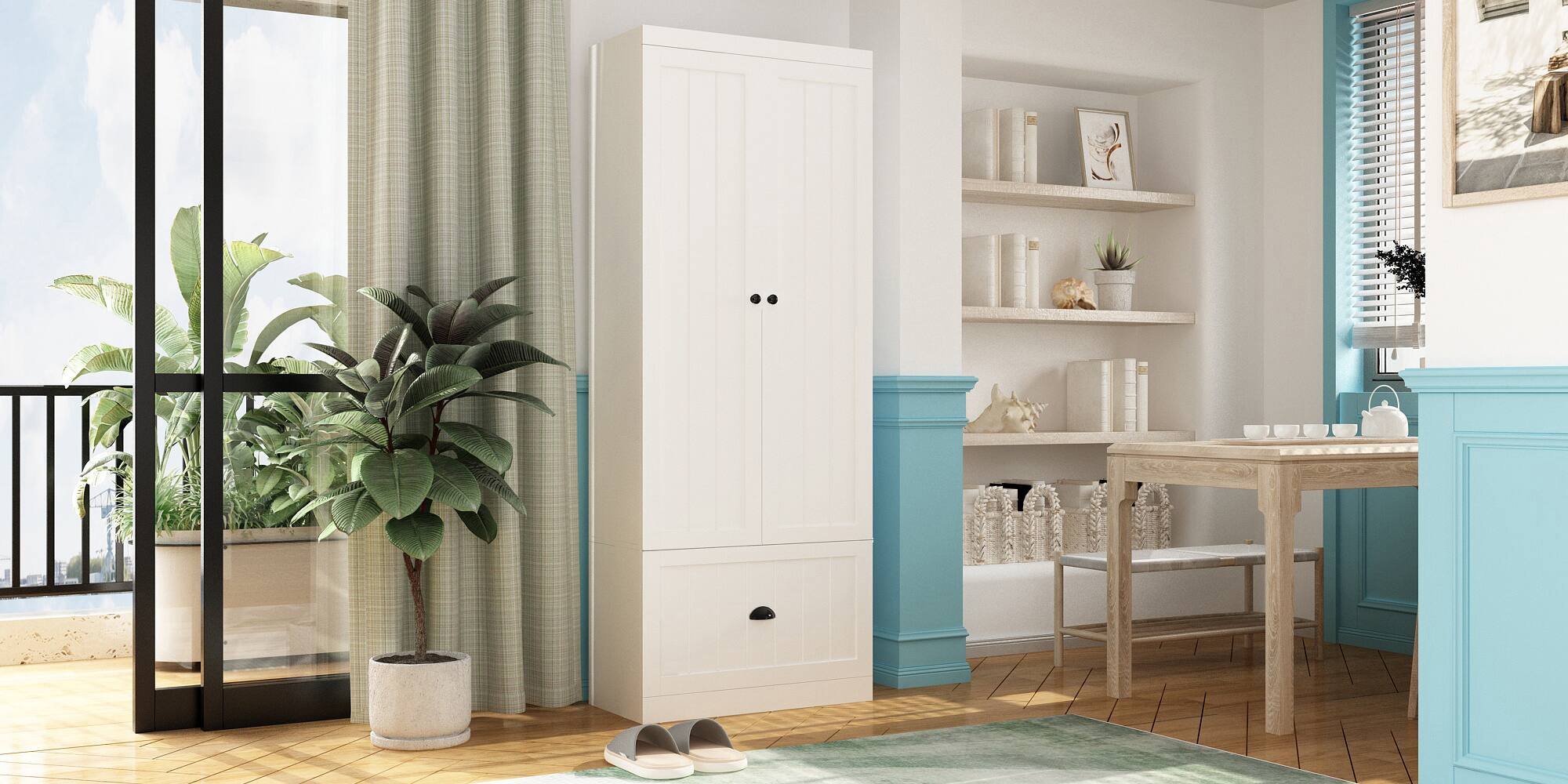 Alt View 9. FUFU & GAGA - FUFU&GAGA Storage Cabinet: Adjustable Shelves Multi - Zone Organizing for Bedroom & Living Room - White.