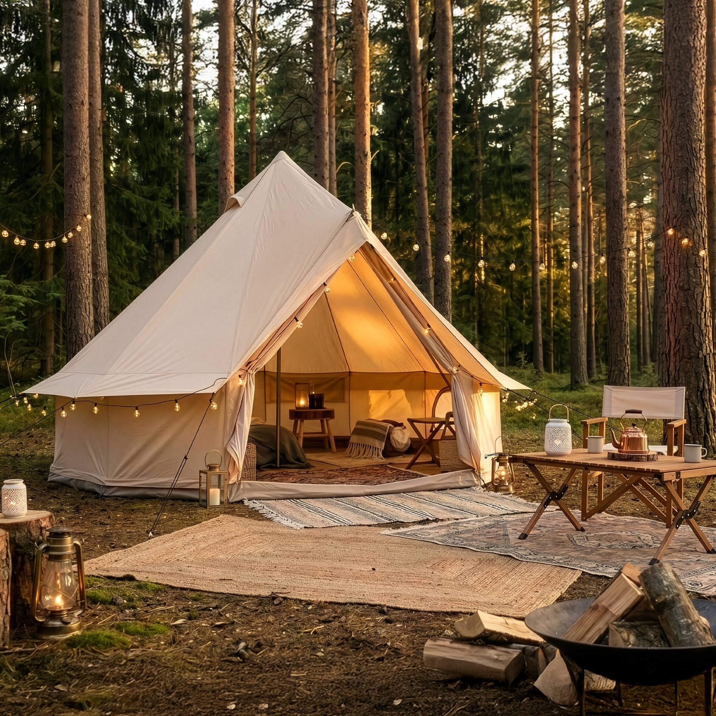 Alt View 7. Wakeman Outdoors - 10 Person Tent for Camping Breathable Spacious Water-Resistant Glamping Tent 16x16x9.8ft - Beige.
