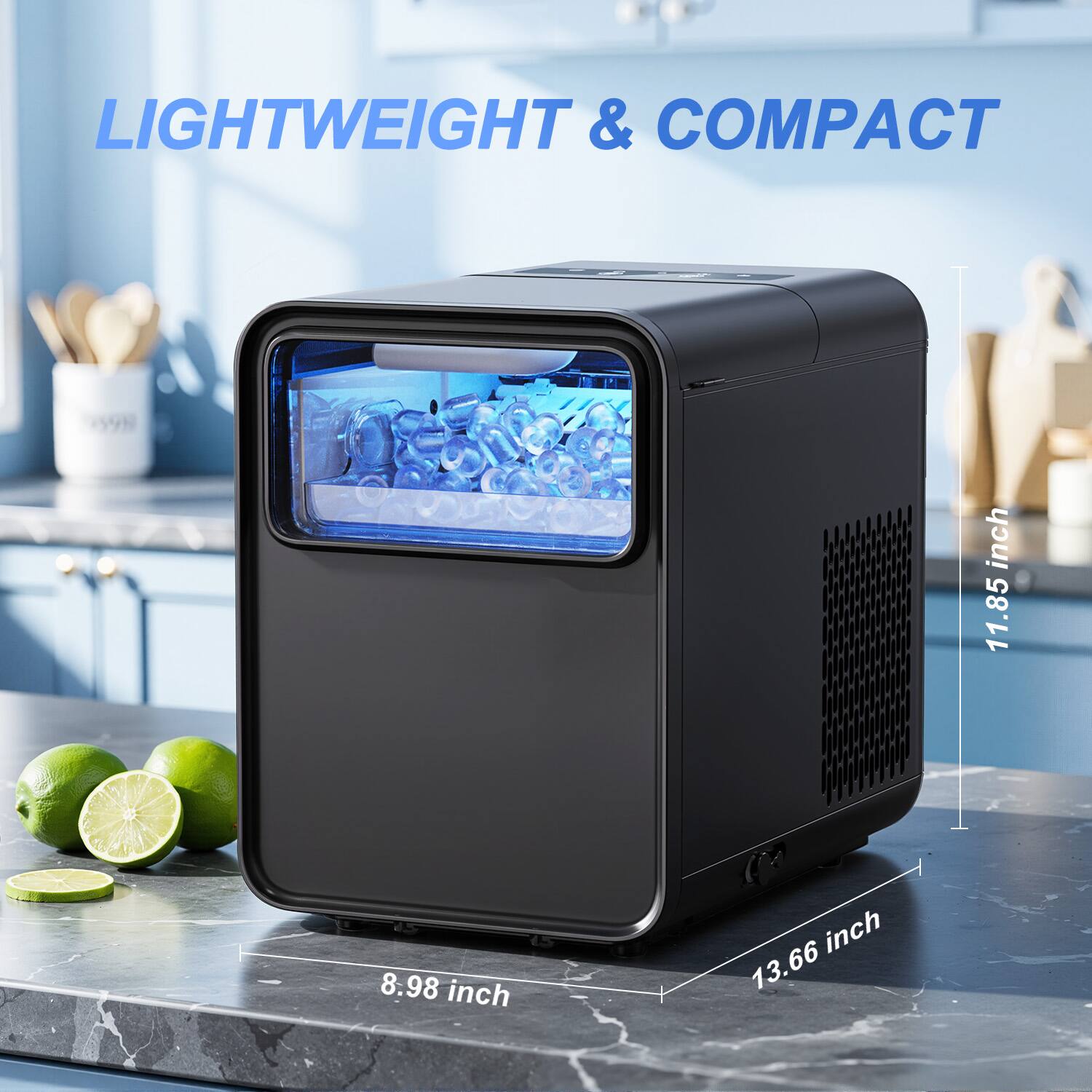 POMORON Ice Maker Countertop 26.5 lbs/Day with Self Cleaning, Removable ...