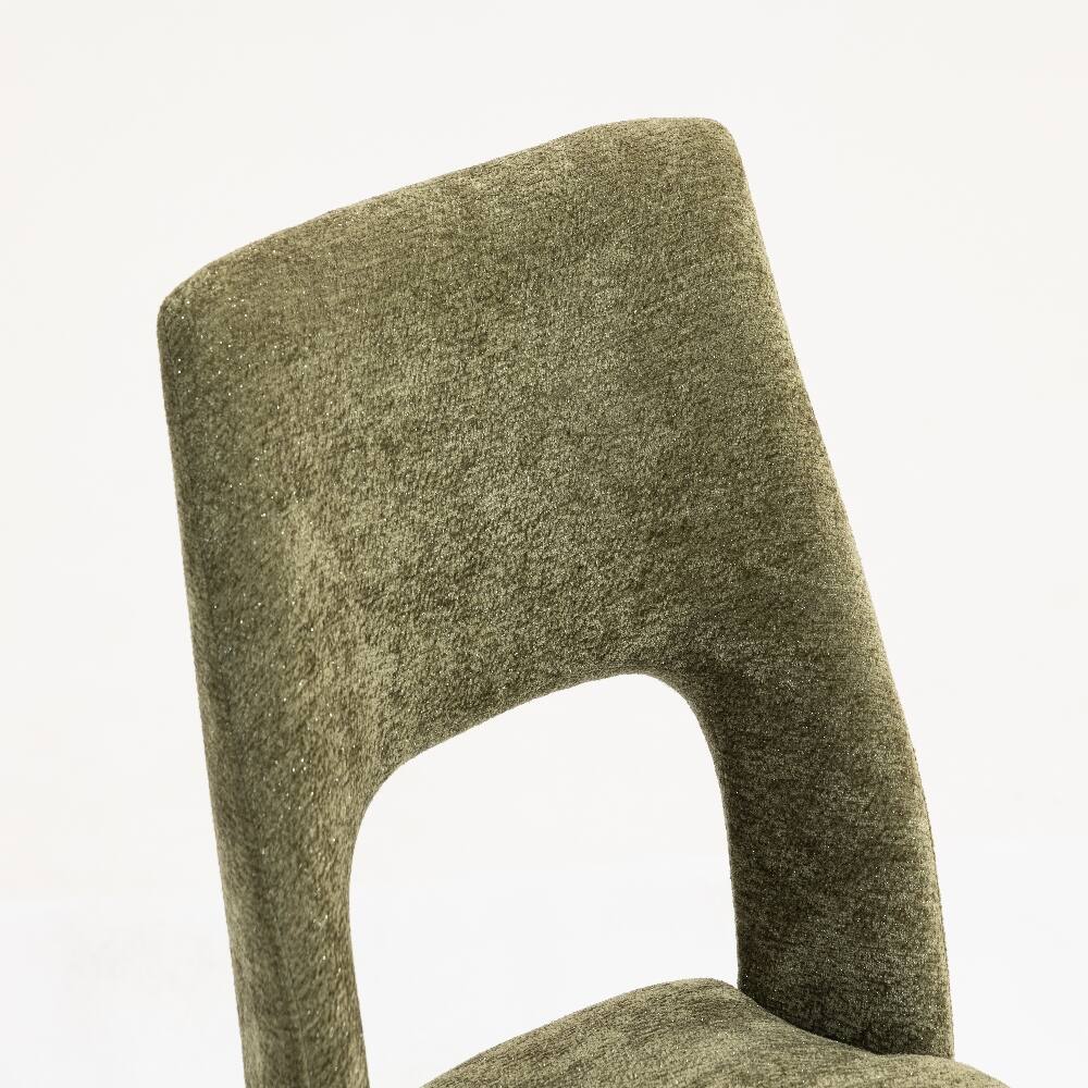 Alt View 10. Loheer - Loheer Green Upholstered Dining Chairs Set of 2 Chenille Tufted Solid Wood Legs - Green.