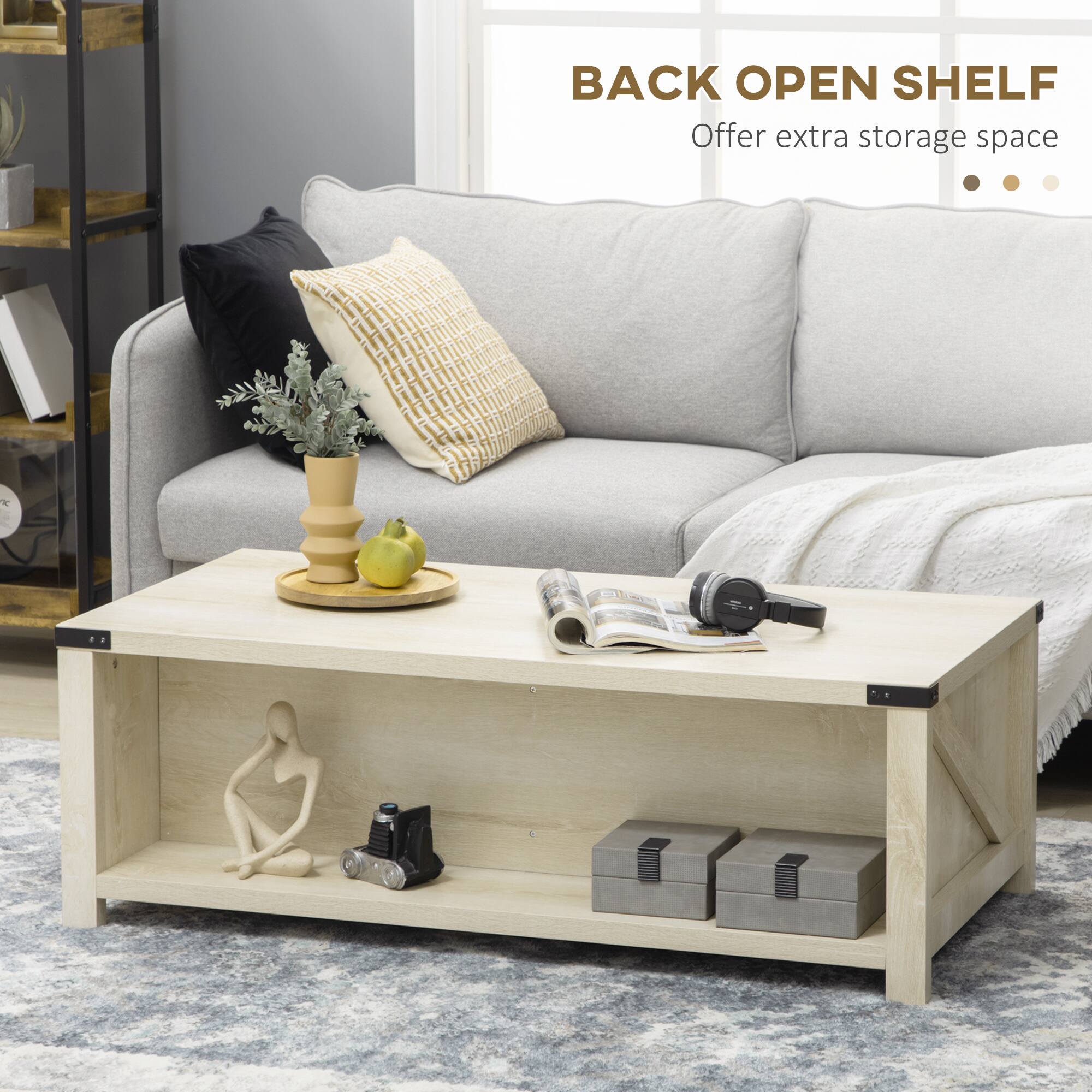 BACK OPEN SHELF  
Offer extra storage space