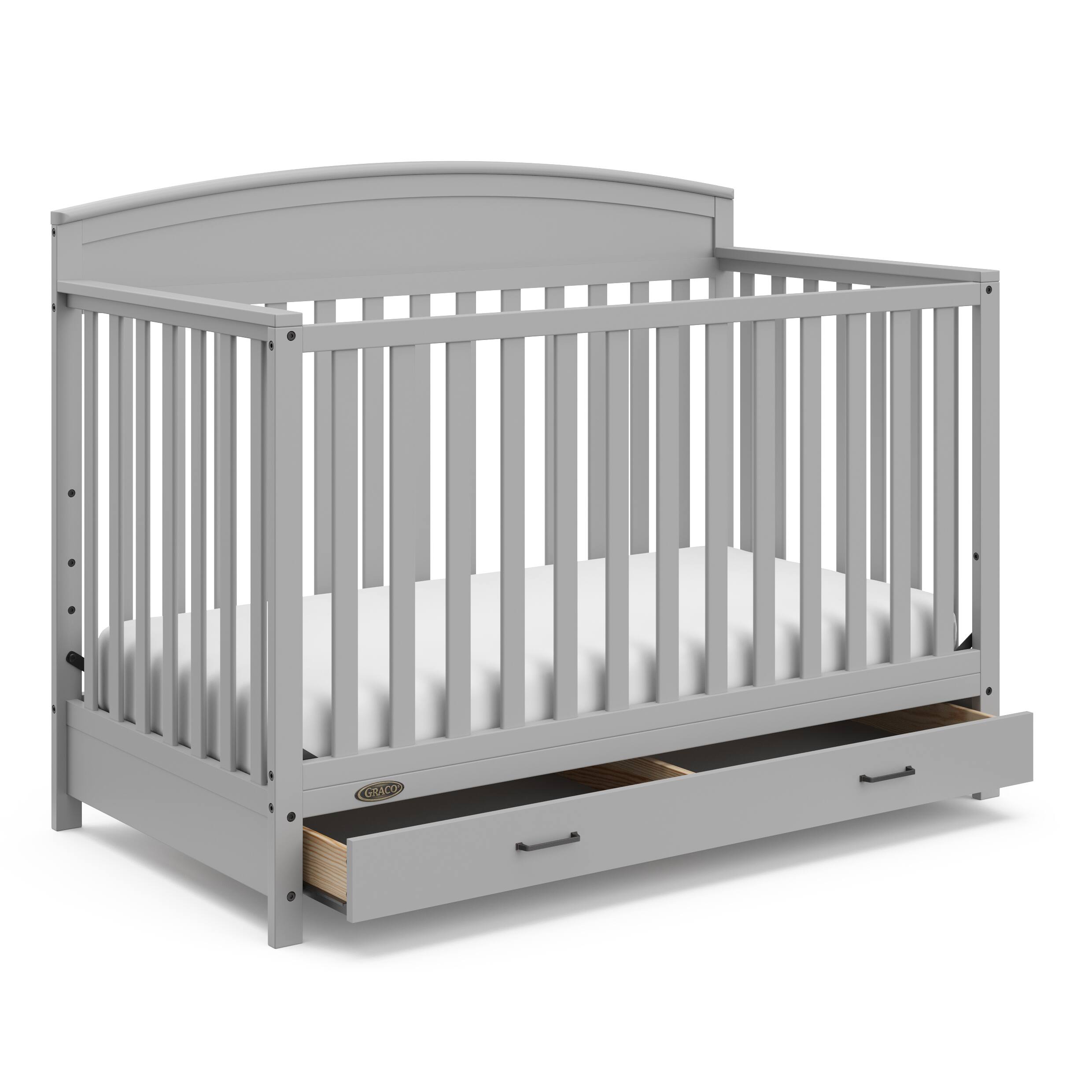 Front. Graco - Benton 5-in-1 Convertible Crib with Drawer - Pebble Gray.
