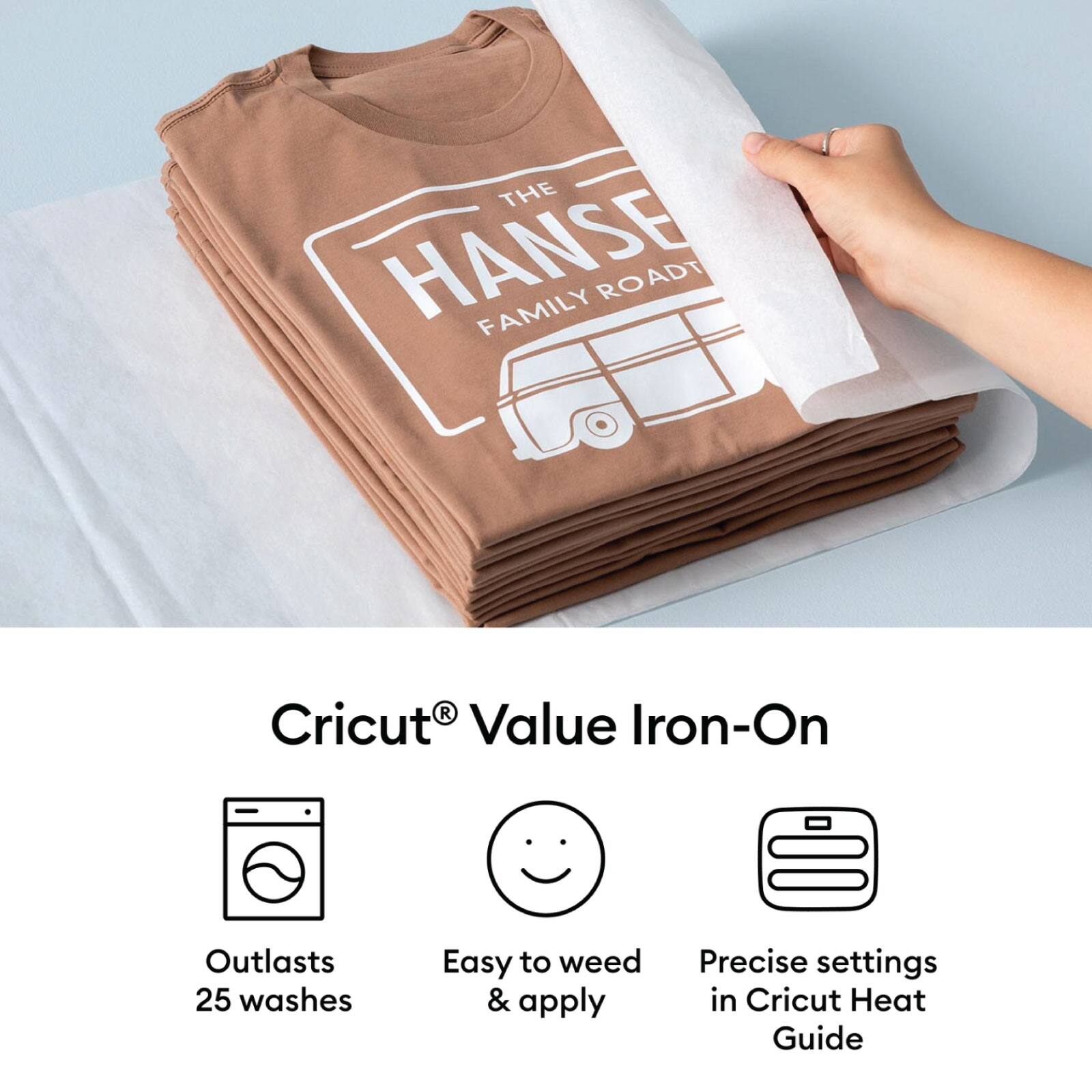 THE HANSE FAMILY ROAD TRIP

Cricut® Value Iron-On

- Outlasts 25 washes
- Easy to weed & apply
- Precise settings in Cricut Heat Guide