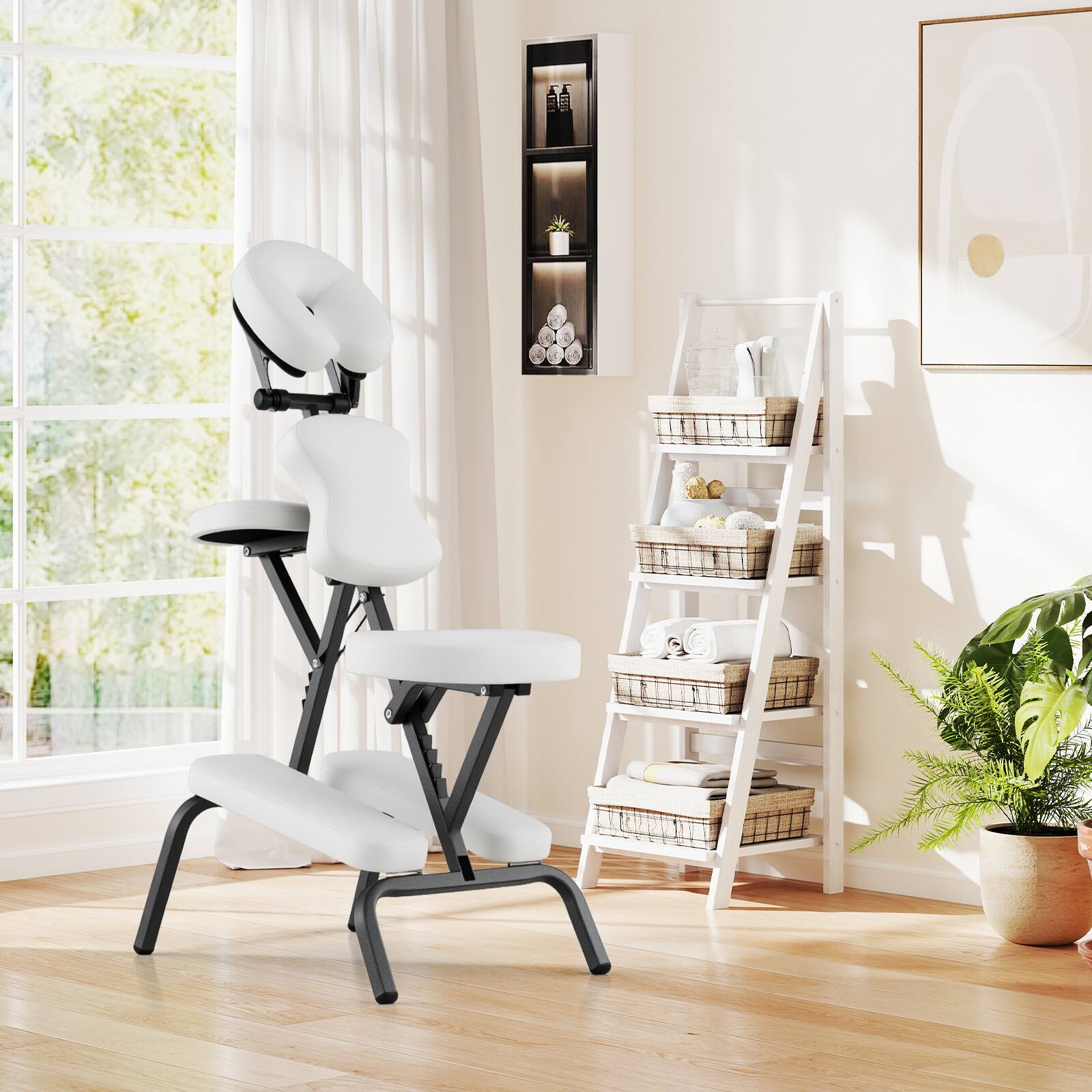 Alt View 3. Gymax - Gymax Portable PU Leather Pad Travel Massage Tattoo Spa Chair w/ Carrying Bag New - White.