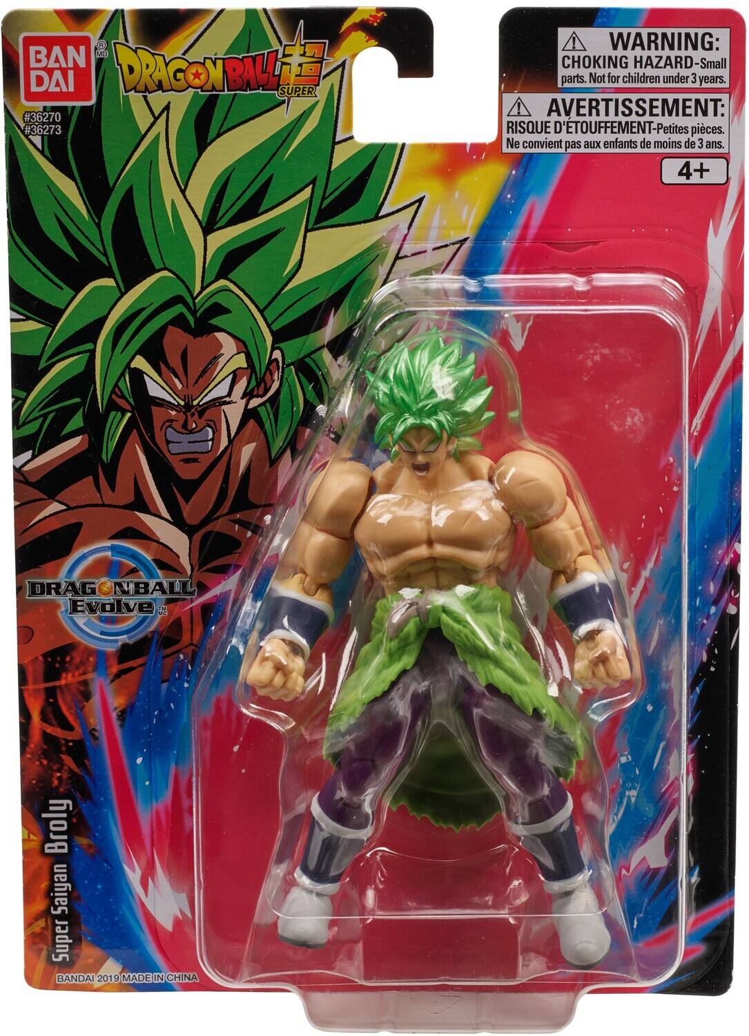 BANDAI DRAGON BALL SUPER #36270 #36273 WARNING: CHOKING HAZARD-Small parts. Not for children under 3 years. ! AVERTISSEMENT RISQUE D'ETOUFFEMENT-Petites pièces. Ne convient pas aux enfants de moins de 3 ans. 4+ DRAGON BALL Evolve U Broly Saiyan Super BANDAI 2019 MADE IN CHINA