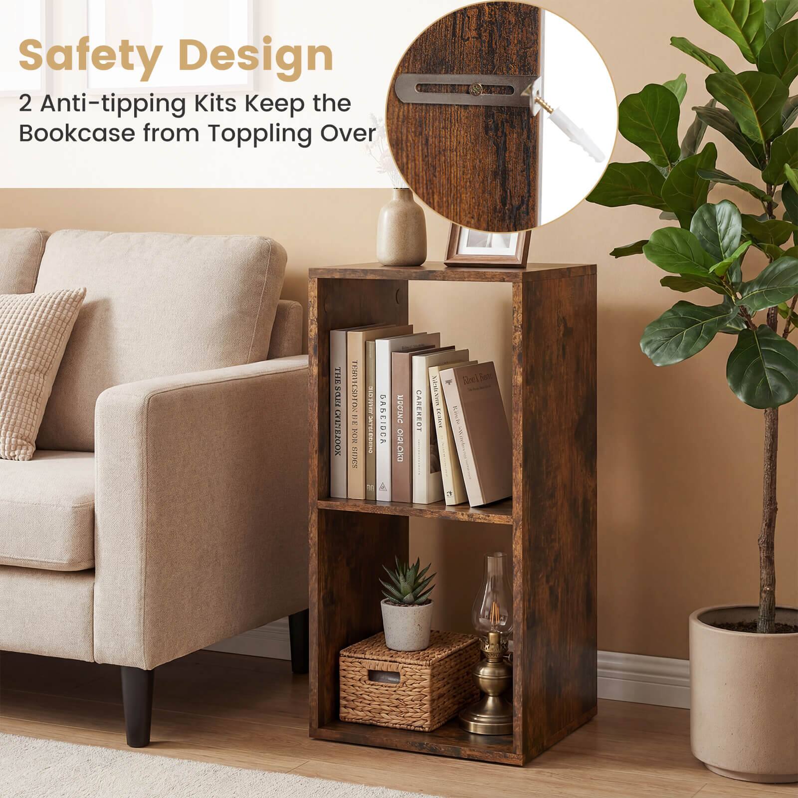 Safety Design  
2 Anti-tipping Kits Keep the Bookcase from Toppling Over