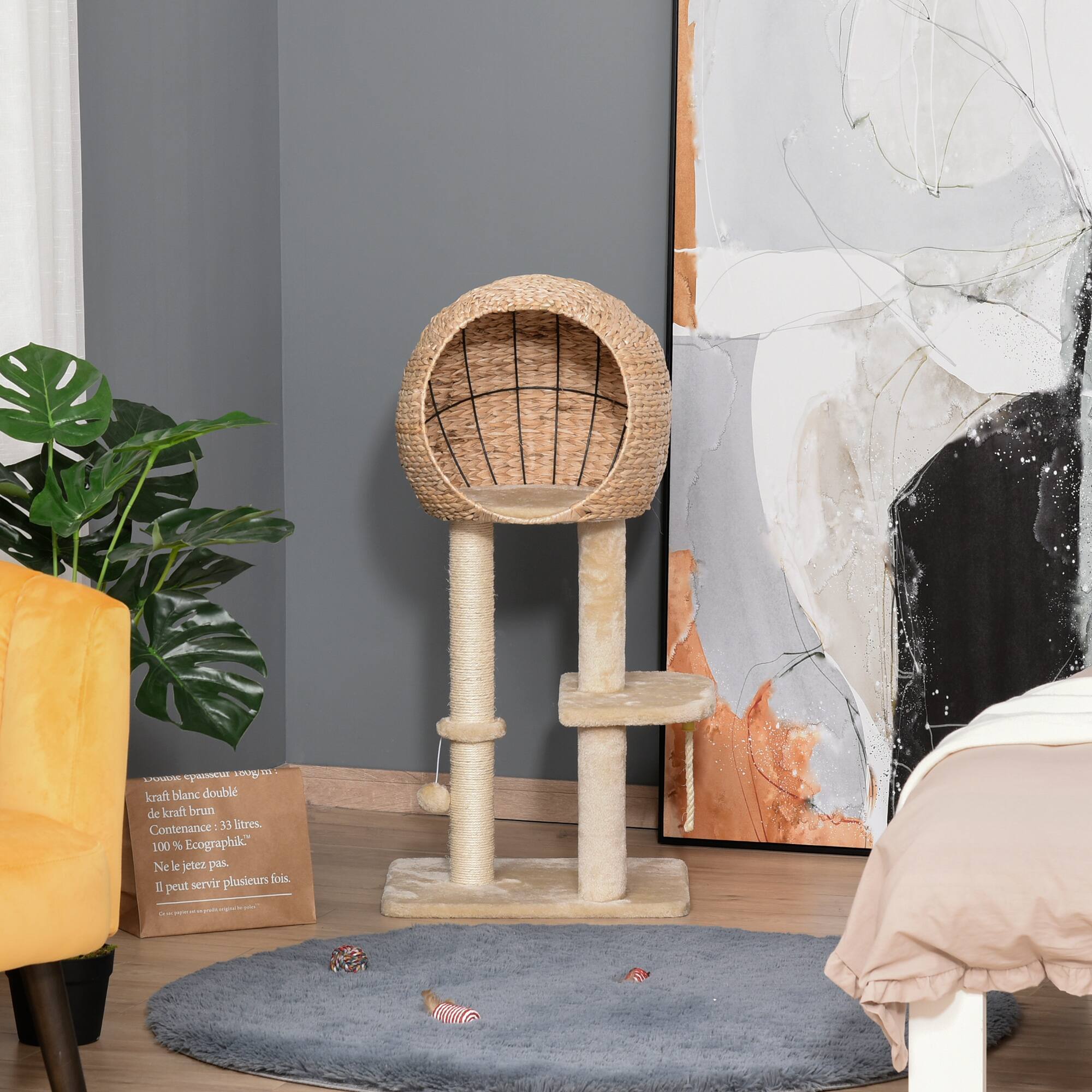 Doux espace pour loger :  
kraft blanc double de kraft brun  
Contenance : 33 litres.  
100 % Ecographik*  
Ne le jetez pas.  
Il peut servir plusieurs fois.