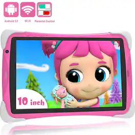 FEONAL - 10.1 inch Kids Tablet, 64GB Tablet APP Preinstalled & Parent Control Kids Education Children Tablet - Pink