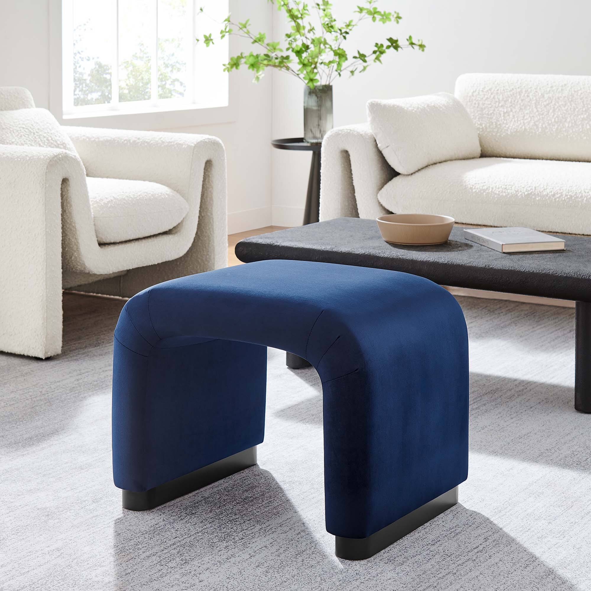 Alt View 2. Modway - Koda Performance Velvet Waterfall Stool by Modway - Black Midnight Blue.
