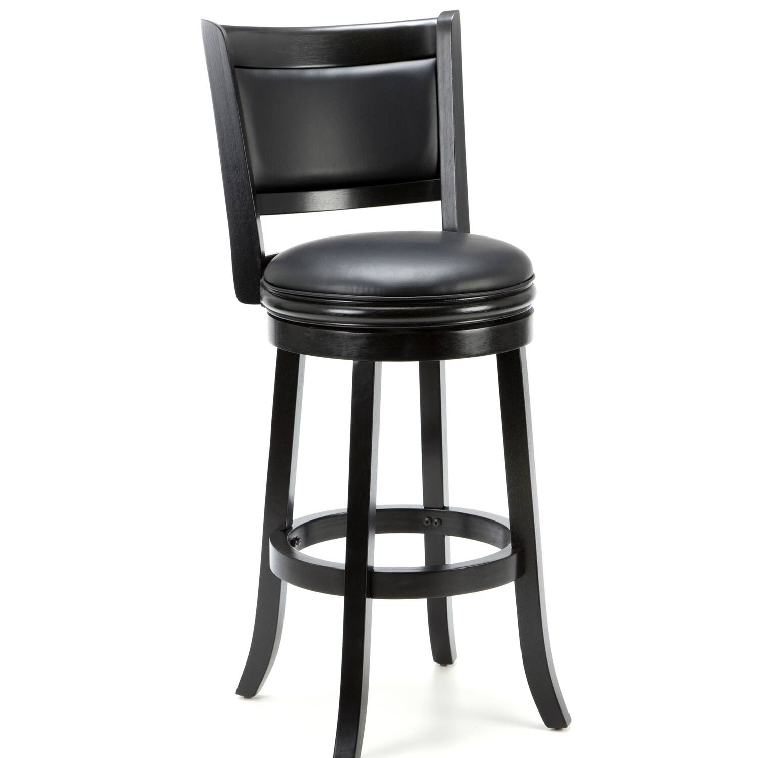 Back. Hivvago - Black 29-inch Swivel Seat Barstool with Faux Leather Cushion Seat - Black.