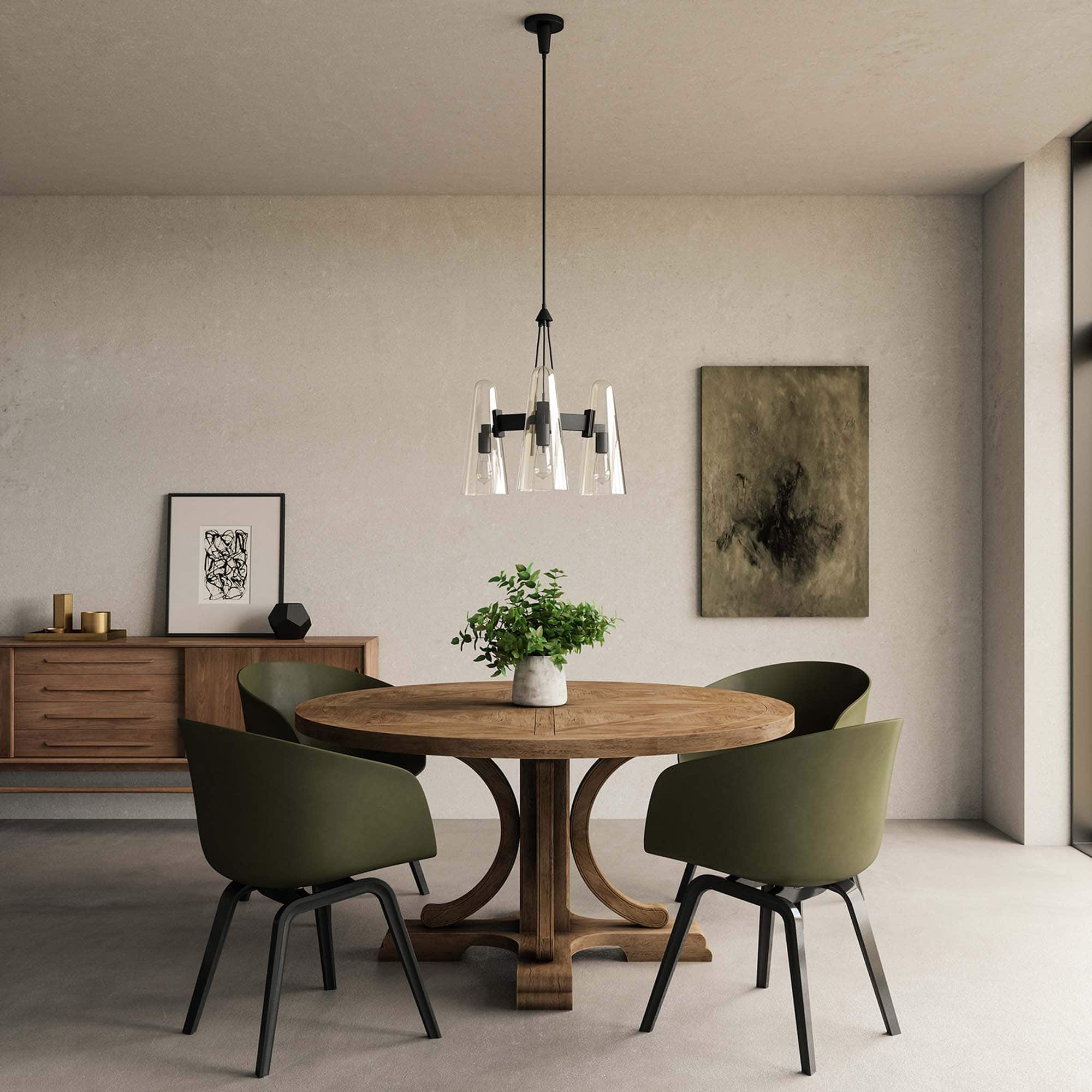 Beacon 3-Light Pendant Light by Modway - Clear Black