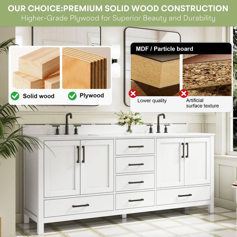 OUR CHOICE: PREMIUM SOLID WOOD CONSTRUCTION  
Higher-Grade Plywood for Superior Beauty and Durability  

Solid wood  
Plywood  

MDF / Particle board  
Lower quality  
Artificial surface texture