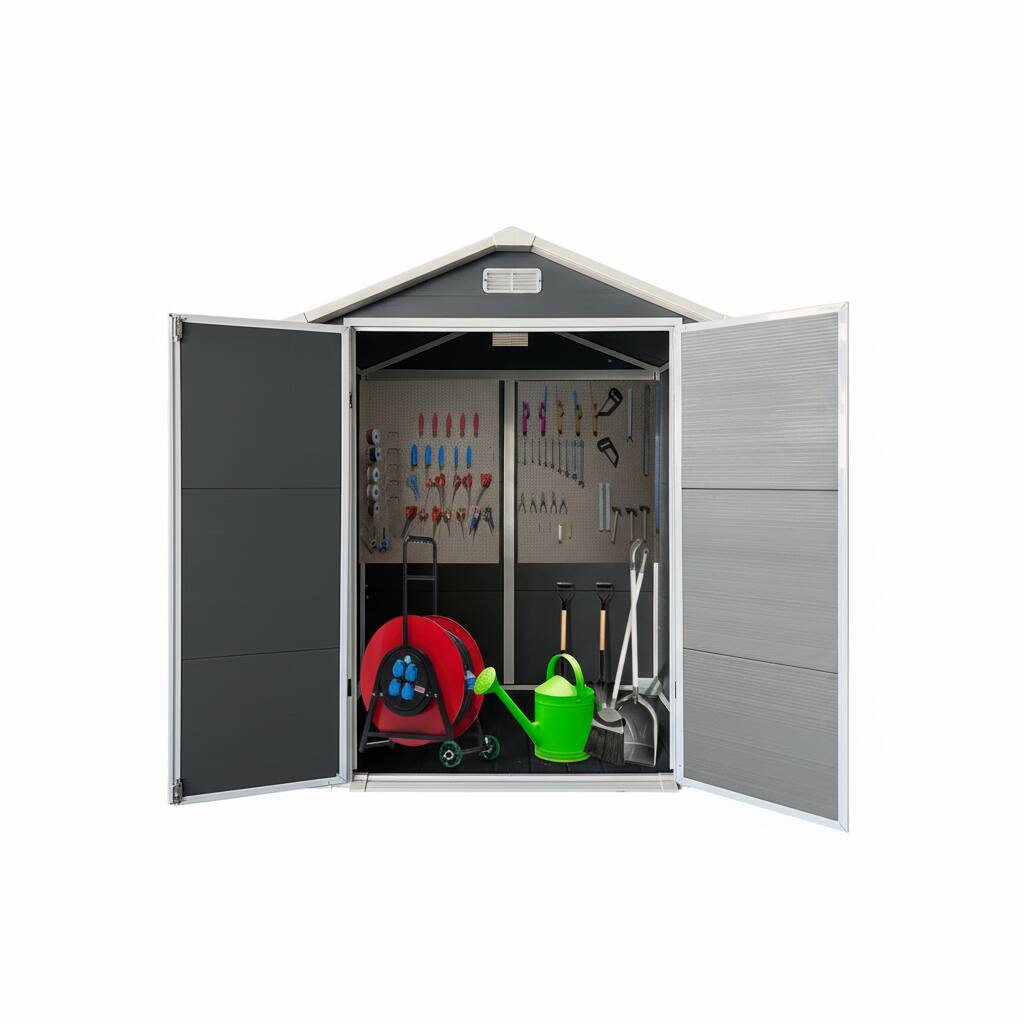 Alt View 10. Loheer - Loheer 6x4 Plastic Storage Shed with Floor and Lockable Door Gray Waterproof Resin Backyard Shed.
