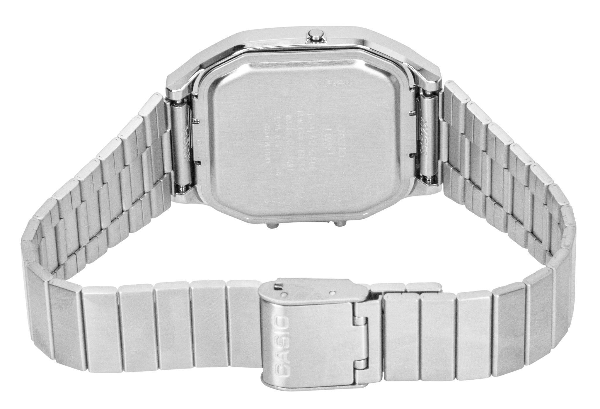 Left. Casio - Vintage Analog Digital Stainless Steel Silver Dial Quartz AQ-240E-7A Unisex Watch - Silver.