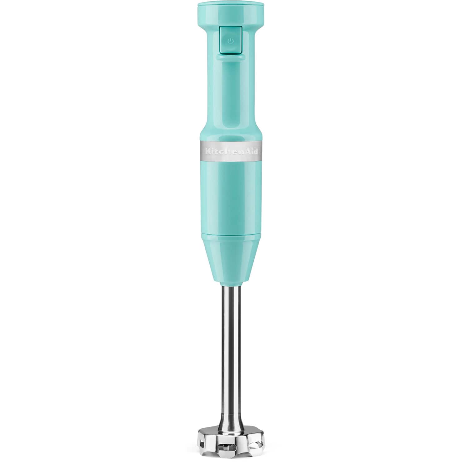 Front. KitchenAid - Corded Variable-Speed Immersion Blender in Aqua Sky with Blending Jar - Blue.