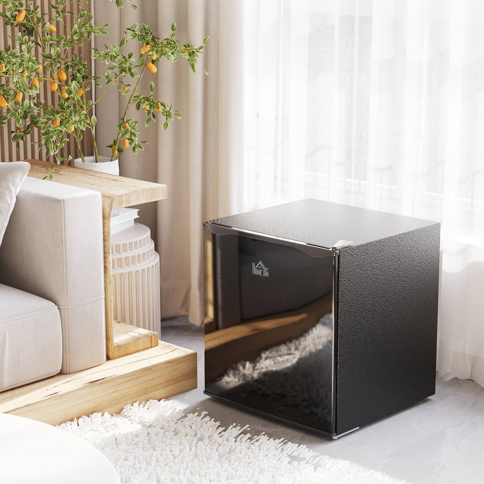 Angle. Tiramisubest - Mini Freezer Countertop,1.1 Cu.Ft Compact Upright Freezer with Removable Shelves,Reversible Door for Home,Dorm,Gray - Black.