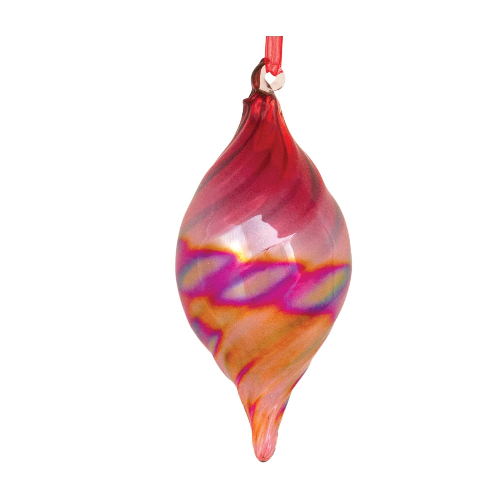 Left. BreeBe - Irredescent Glass Ornament (Set of 12) - Red.