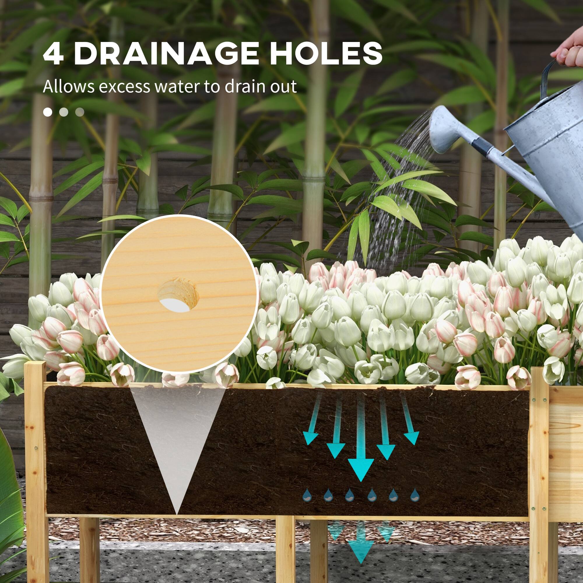 4 DRAINAGE HOLES  
Allows excess water to drain out