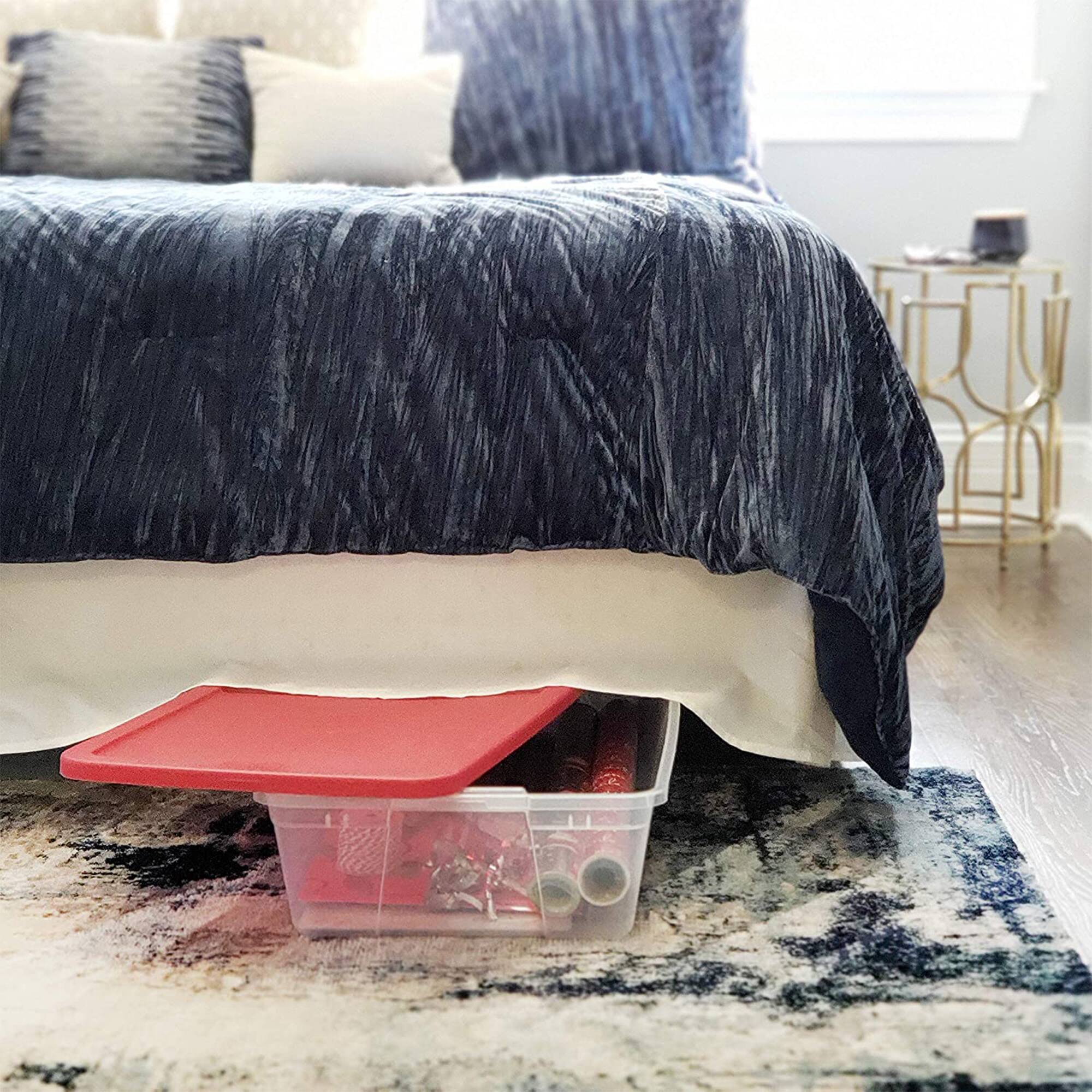 Alt View 7. Homz - Homz 41Qt Clear Plastic Holiday Storage Container w/Red Snap Lock Lid (4 Pack).