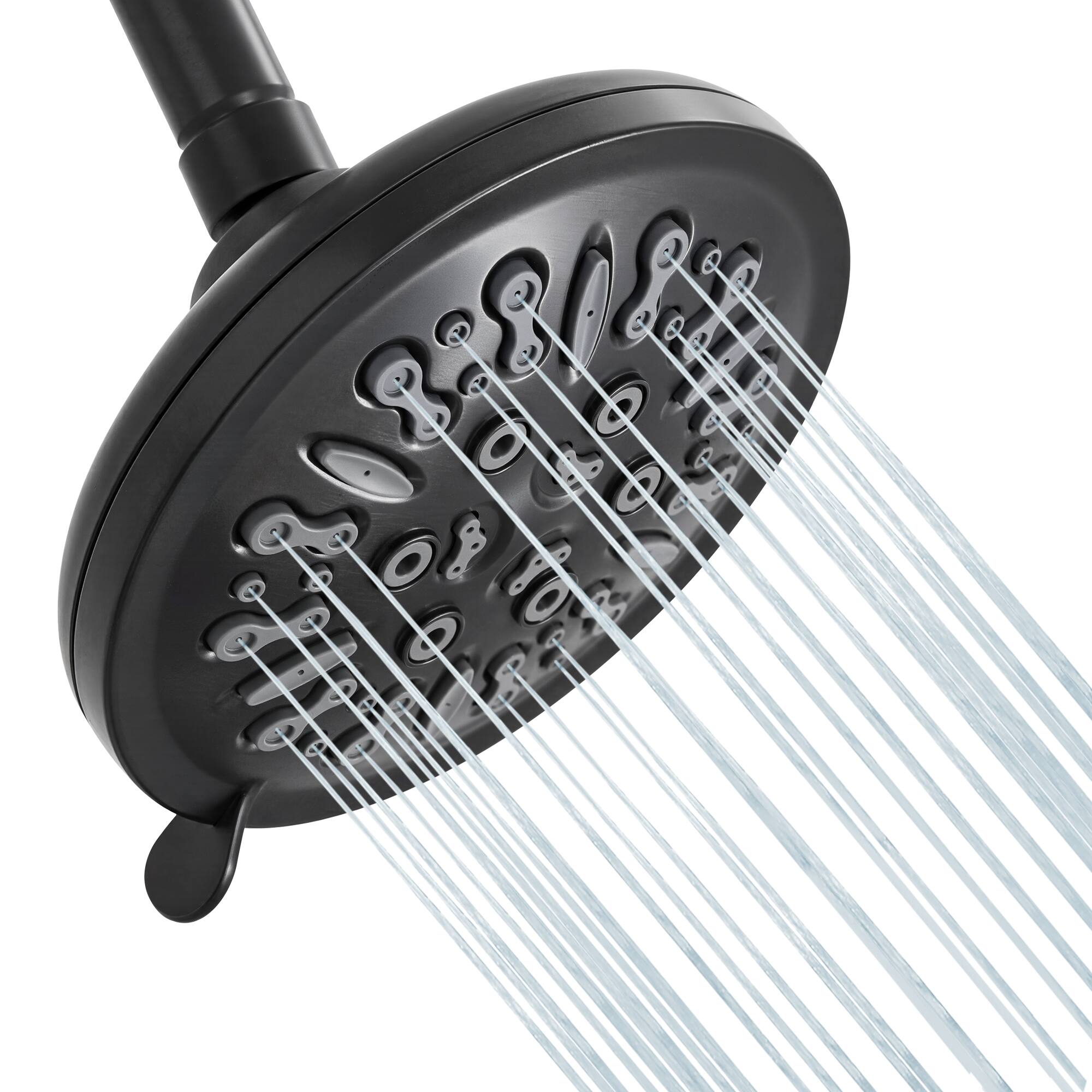 Left. Akicon - Akicon Adjustable High Pressure Shower head with 8-Setting Anti-Clogging Nozzles 2.5 gpm in Black - Black.