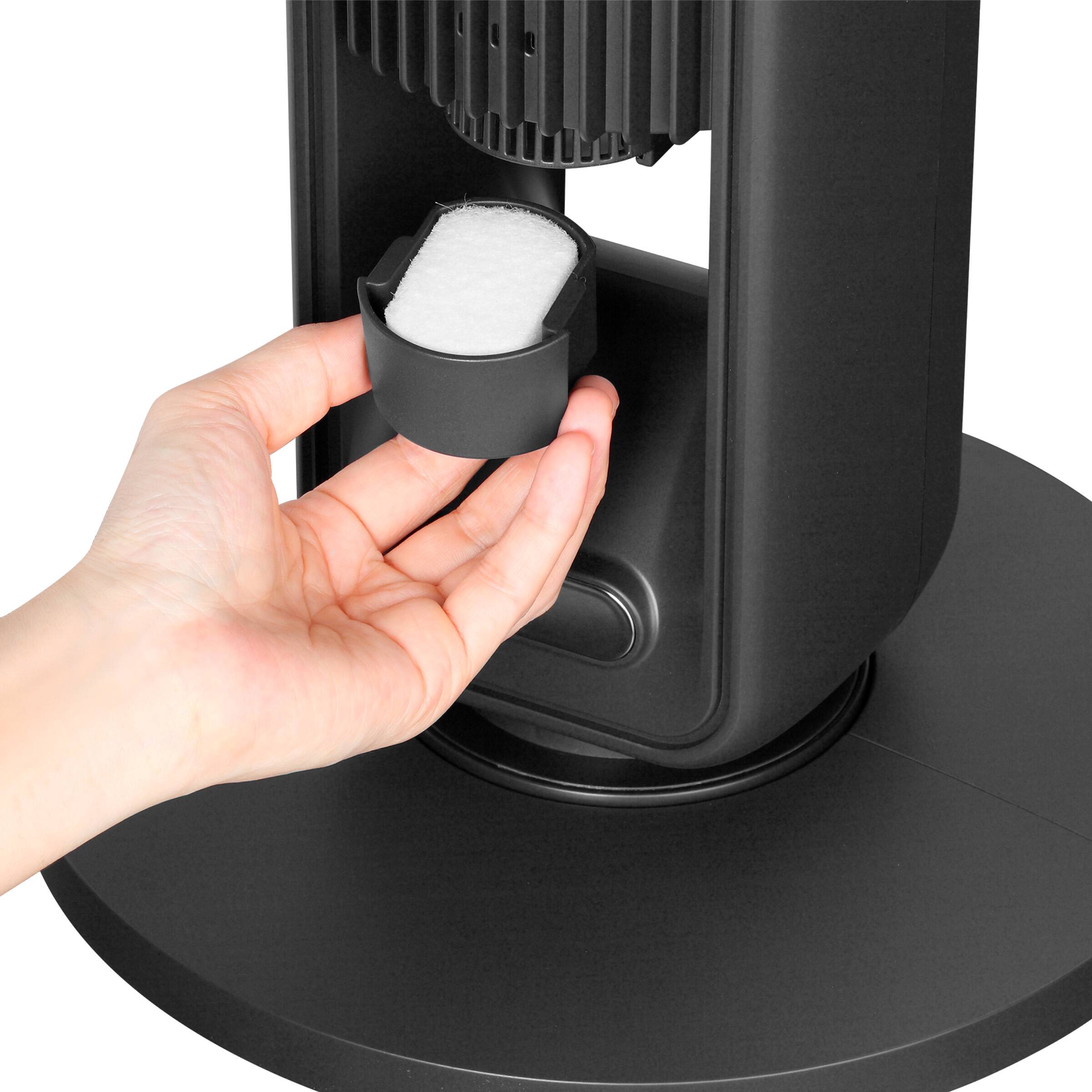 Alt View 1. Emerson - Emerson SmartVoice 42” Tower Fan, 40+ Voice Commands, No APP, No WIFI, Oscillating, 3 Wind Speeds, Timer, Oil Diffuser - Black.