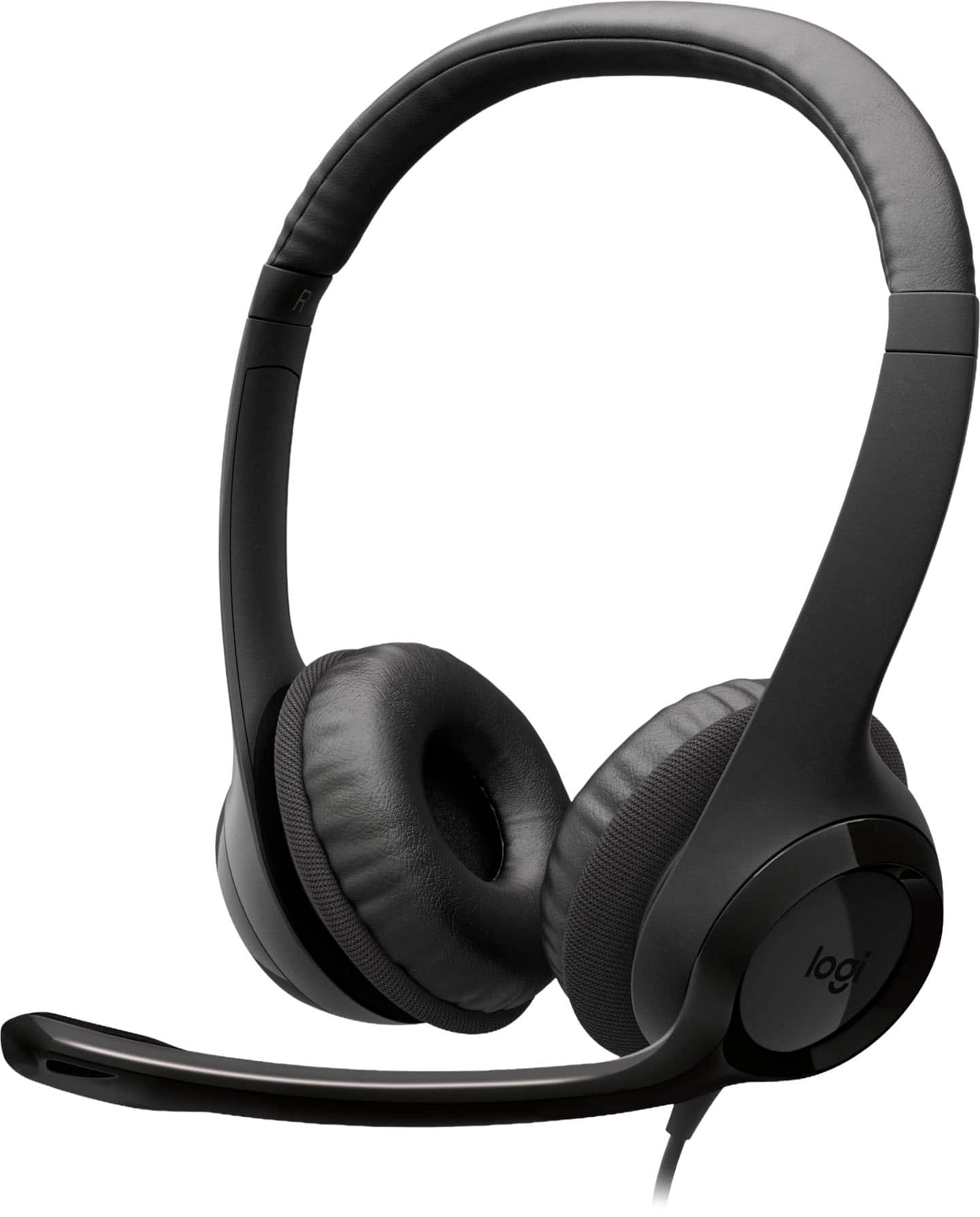 Front. Logitech - H390 Wired USB-C On-Ear Stereo Headphones with Noise Canceling Microphone - Black.