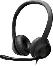 Front. Logitech - H390 Wired USB-C On-Ear Stereo Headphones with Noise Canceling Microphone - Black.