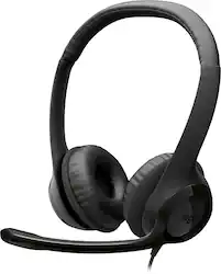 Logitech - H390 Wired USB-C On-Ear Stereo Headphones with Noise Canceling Microphone - Black - Front_Zoom