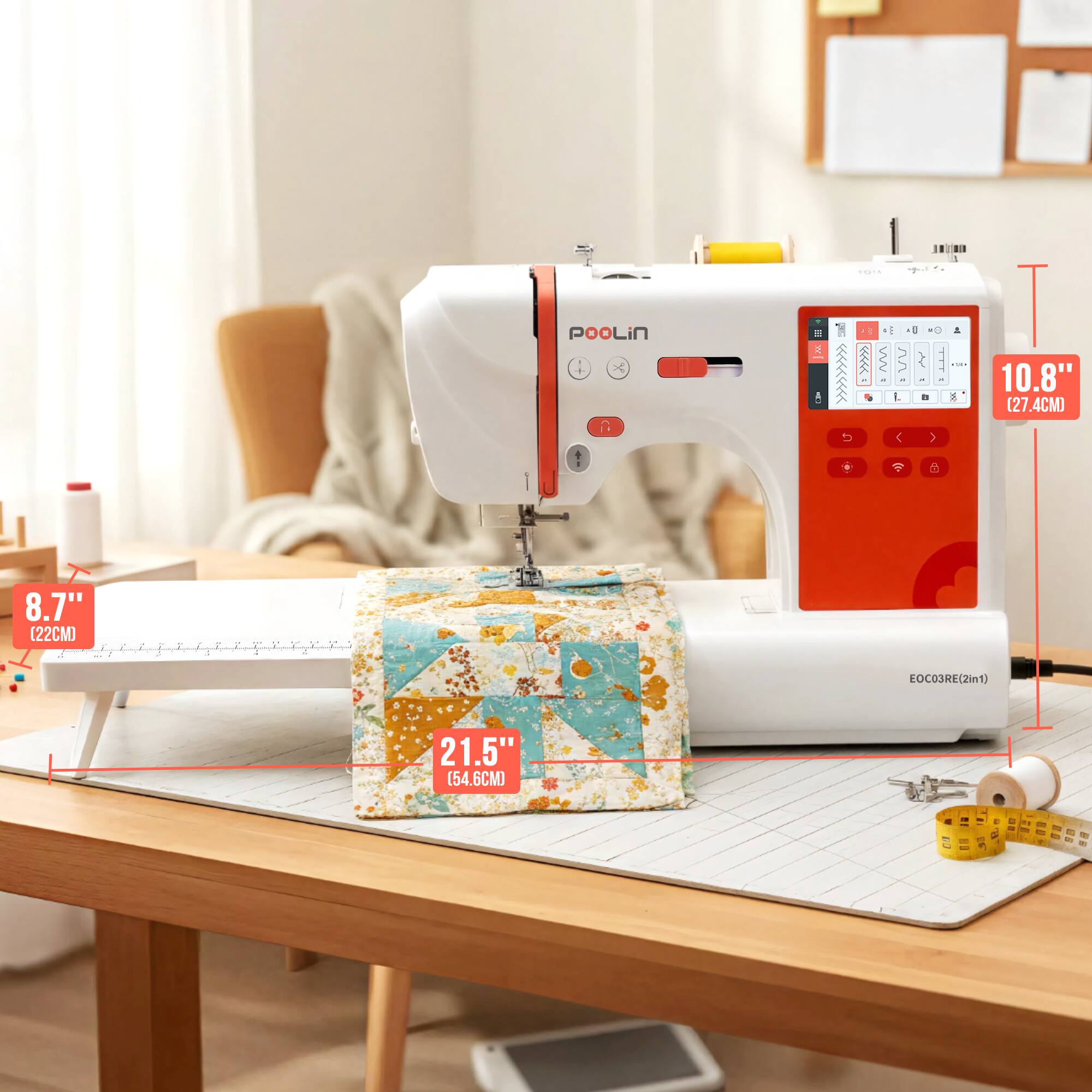 POOLIN = A  
10.8" (27.4CM)  
8.7" (22CM)  
21.5" (54.6CM)  
EOC03RE(2in1)