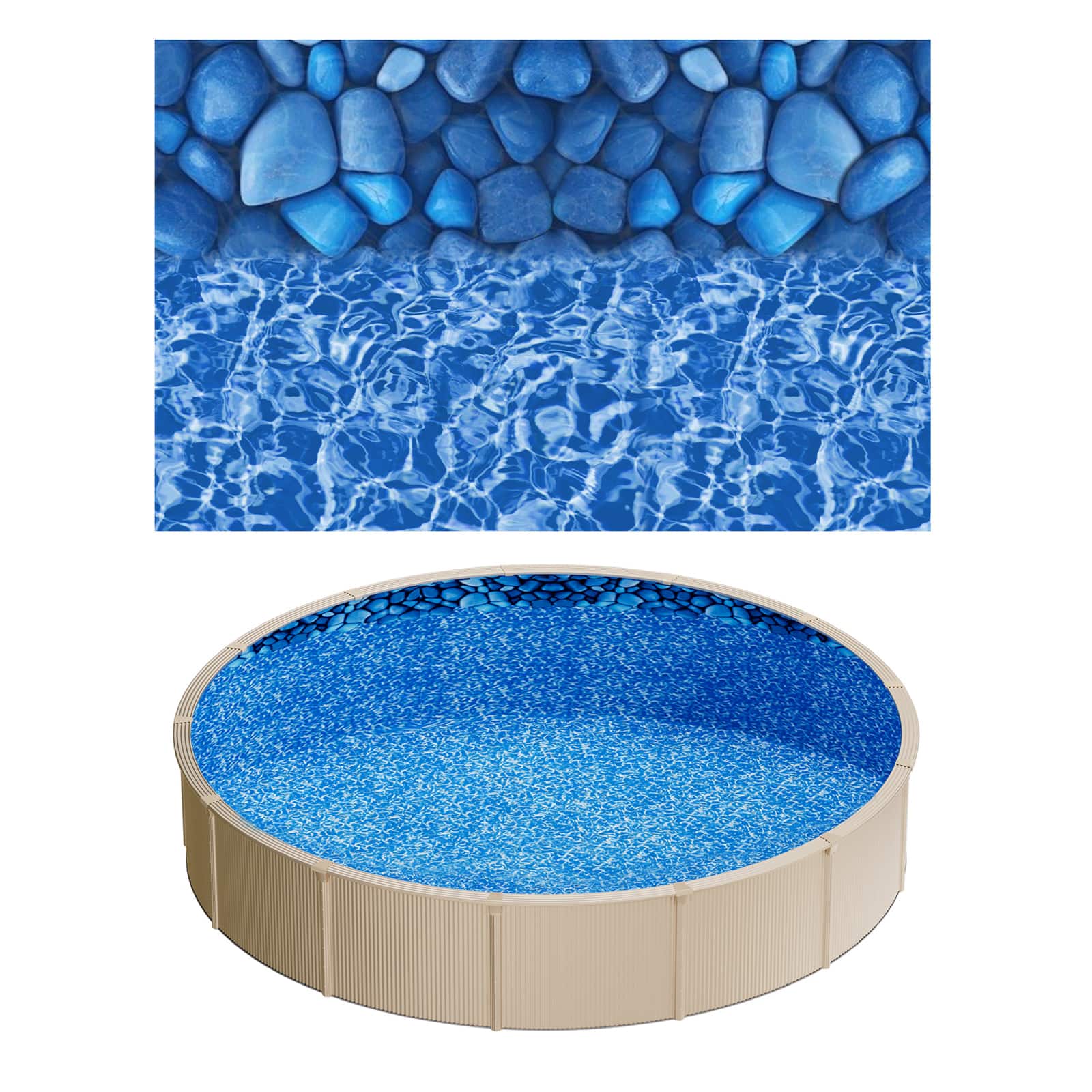 VEVOR - 24ft Pool Liner, Round Overlap Swimming Pool Liner for 52 in Wall Height, Premium Vinyl, Easy Install - Boulder Swirl