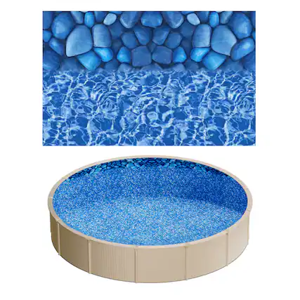 Front. VEVOR - 24ft Pool Liner, Round Overlap Swimming Pool Liner for 52 in Wall Height, Premium Vinyl, Easy Install - Boulder Swirl.