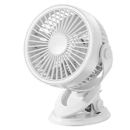 Front. Cluzine - Clip-On Portable Fan with Night Light, 12000mAh, 3-Speed, USB Rechargeable, Low Noise, 2-in-1.