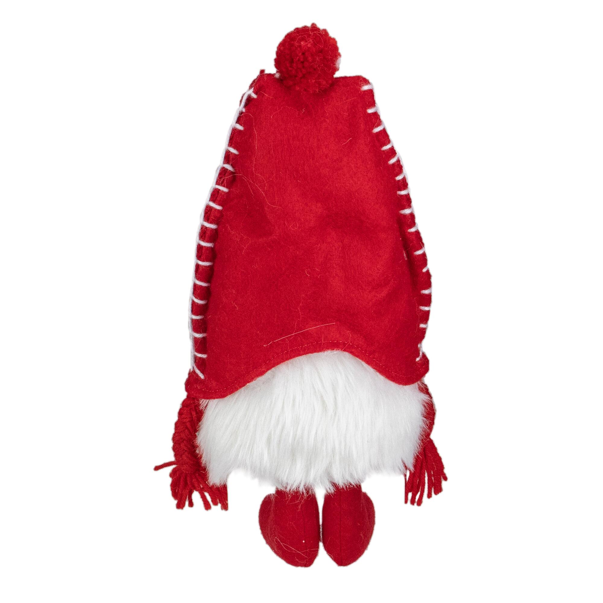 Alt View 4. Northlight - Sitting Plush Christmas Gnome Decoration - 18" - Red and White - Red.