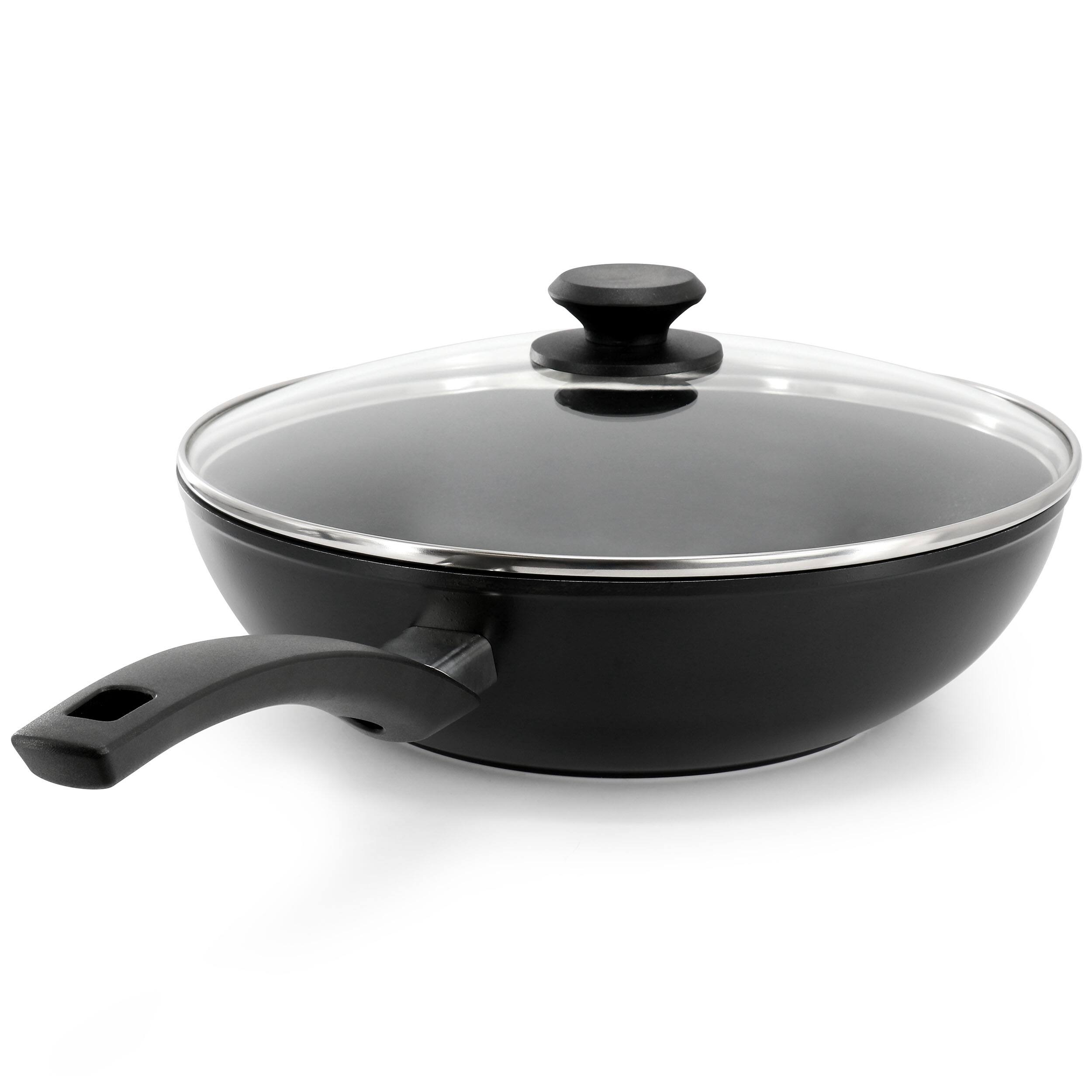 Alt View 3. Oster - Oster Connelly 12 Inch Textured Nonstick Aluminum Wok with Lid in Black - Black.