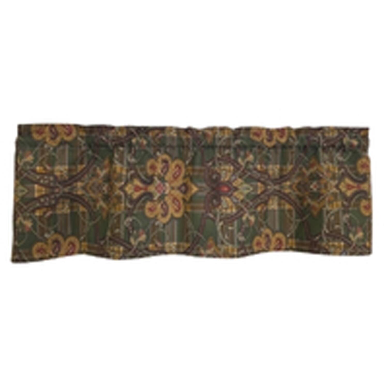 Left. RLF Home - RLF Home 100% Cotton High Quality Espadas Tailored Window Valance with 1.5" Rod Pocket 50" W X 12" L Hunter - Hunter.